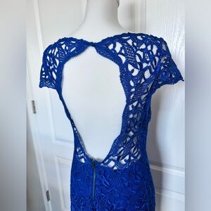 Alice + Olivia Royal Blue Backless Lace Dress